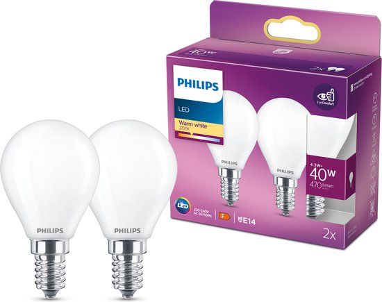 Philips LED Kogellamp Mat - 4.3W - E14 - Warm Wit Licht