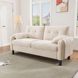 REDOM 2-zits bank 158x80x88.5 cm van chenille stof, 17 cm dikke zitkussens en gepolsterde armleuningen