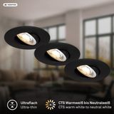 Briloner Verpakking met 3 led-inbouwspots, CCT, IP23, 90 mm, zwart