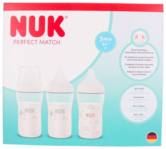 Nuk babyfles set - anti-koliek flessen 3x260ml - Rainbow Sheep