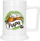Bellatio Decorations Bierpul voor papa - groen - keramiek - 530 ml