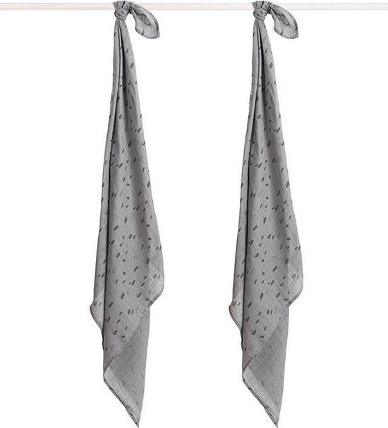 Jollein Hydrofiel Multidoek Spot 115x115cm - Storm Grey - 2 Stuks