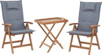 Beliani JAVA Bistroset voor 2 - Lichte houtkleur/Blauw - Acaciahout