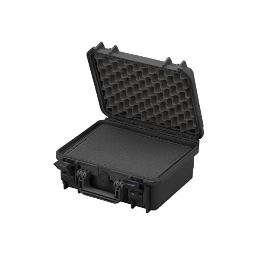 TomCase waterdichte Buitenkoffer 34x30x15 cm met Rasterschuim/Kubusschuim; IP67 Transportkoffer (Zwart)