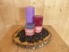 Warentuin mix Bolsius Kaarsen set 3 stuks paars, donkergroen en grijs blauw met zwarte steentjes Warentuin Mix