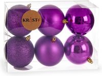 Krist+ kerstballen - 6x st - paars - kunststof - 8 cm