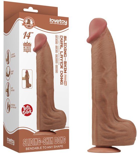 LoveToy Sliding Skin Dildo 36 cm Bruin