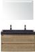 BES LED Dante Badmeubelset 100 cm - Natuur Eiken - Wastafel Hardsteen Wit Lucca 2 Kraangaten met Sence Spiegel