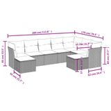 VidaXL 9-delige Loungeset met kussens, poly rattan, bruin