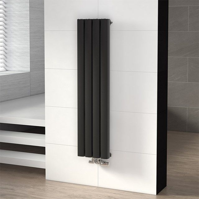 Maxaro Aluminium Designradiator Neptune Mat Zwart 1176 Watt 29,7x120cm Verticaal