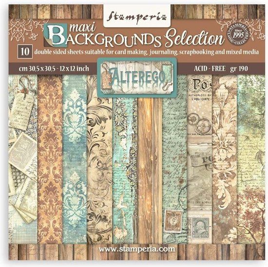 Stamperia - Alterego 12x12 Inch Paper Pack Maxi Backgrounds Selection (SBBL162)