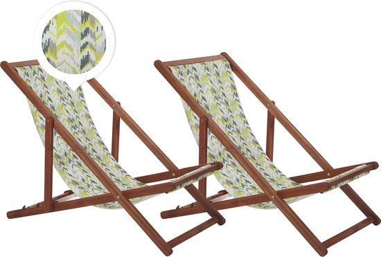 ANZIO - Strandstoel set van 2 - Donkerhout/Geel - Polyester