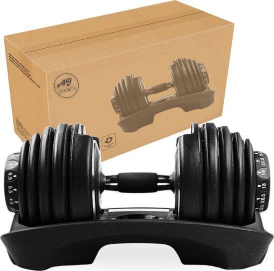 AJ-Sports Verstelbare Dumbbell - 24 KG - Zwart - Per Stuk