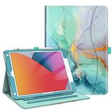 Fintie iPad 9e/8e/7e generatie (2021/2020/2019) 10,2 inch hoes - [Hoekbescherming] Multi-hoek kijkstandaard met vak en potloodhouder, automatische slaapfunctie, marmer