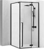 REA Fargo Black 90x90 U Douchecabine met Douchebak Savoy White - 195 cm - Vierkant