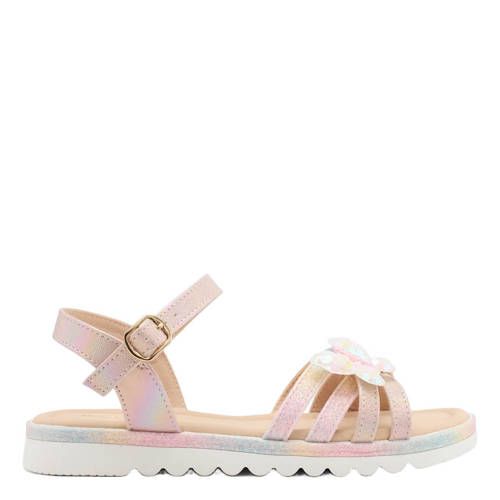 Graceland leren sandalen met glitters lichtroze