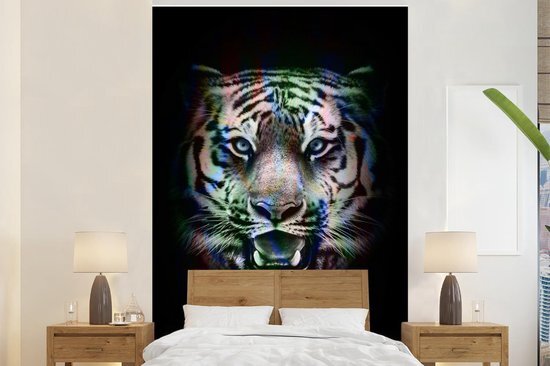 Nr1Wallpaper Behang - Fotobehang Tijger - Effect - Zwart - Wit - Breedte 195 cm x hoogte 300 cm