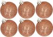 Billiet - Vanlaere 6x pièces boules de Noël pailletées en plastique cuivre 6 cm