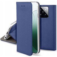Xiaomi Housse pour Xiaomi 14 5G - etui coque pochette portefeuille + verre trempe - BLEU MAGNET