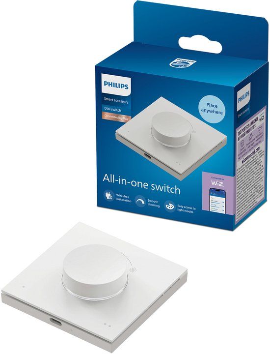 Philips Smart Lighting Draaischakelaar - Dimmen - Bedien je Slimme Verlichting Eenvoudig Zonder App - Oplaadbare batterij - Wit