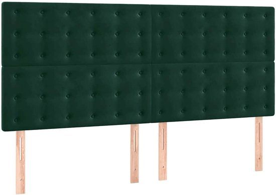 vidaXL Hoofdbord donkergroen 200x5x118/128 cm fluweel