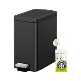 EKO Kleine badkamer prullenbak met deksel Soft Close, Step Pedaal, Mat Zwart 6 Liter / 1,6 Gallon RVS vuilnisbak met verwijderbare binnenemmer, anti-vingerafdruk afwerking