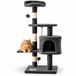 belviona Chat poteau griffoir 112 cm, avec niche, plateformes, sisal & balles, gris foncé