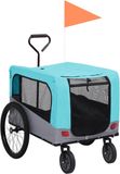 vidaXL Vélo remorque et chariot pour chien 2-en-1 bleu et gris
