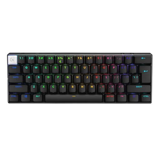 Logitech G PRO X 60 LIGHTSPEED, draadloos gaming toetsenbord, ultracompact mechanisch 60% TKL-toetsenbord, LIGHTSYNC RGB, toetsen van dubbellaags PBT, Optical Tactile, Windows PC, US INTL - Zwart