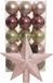 Kaemingk B.V. Boules de Noël 30x pc - rose/champagne- 6 cm -avec étoile étoile rose pâle- plastique