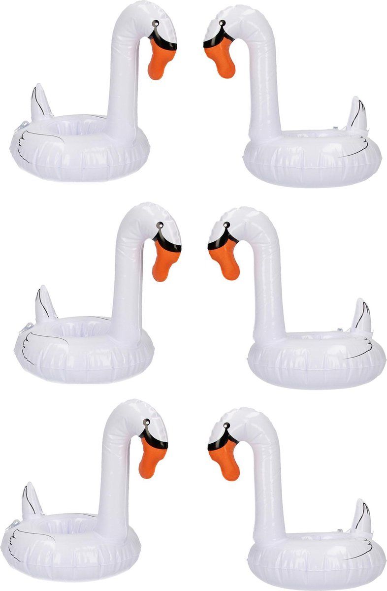 Swan Opblaasbare Zwaan Bekerhouder Set voor Bekers en Blikjes - 6 stuks
