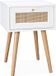 sweeek - Table de chevet avec motif bois et rotin et 1 tiroir - blanc cassé