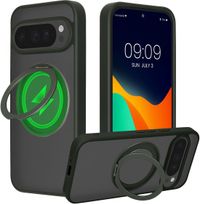 kalibri Beschermhoes met ringhouder compatibel met Google Pixel 10 Pro XL - Kickstand 360° harde hoes compatibel met MagSafe - mosgroen/mat transparant