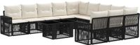 vidaXL Tuinbank Set 12-delig Zwart en Crème Wit Polyrattan