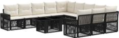vidaXL Tuinbank Set 12-delig Zwart en Crème Wit Polyrattan
