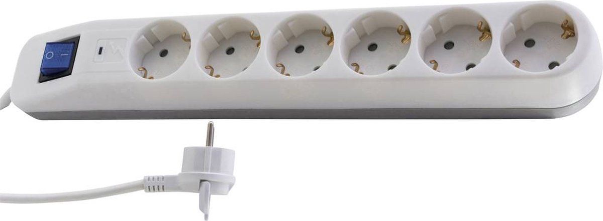 REV 0014641100 - Meervoudige stekkerdoos - 6-voudig - 1,4 m - Wit