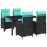vidaXL Bartafel Set Zwart en turquoise Polyrattan 75 cm