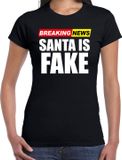 Bellatio Decorations Foute humor Kerst T-shirt breaking news fake - dames - zwart S