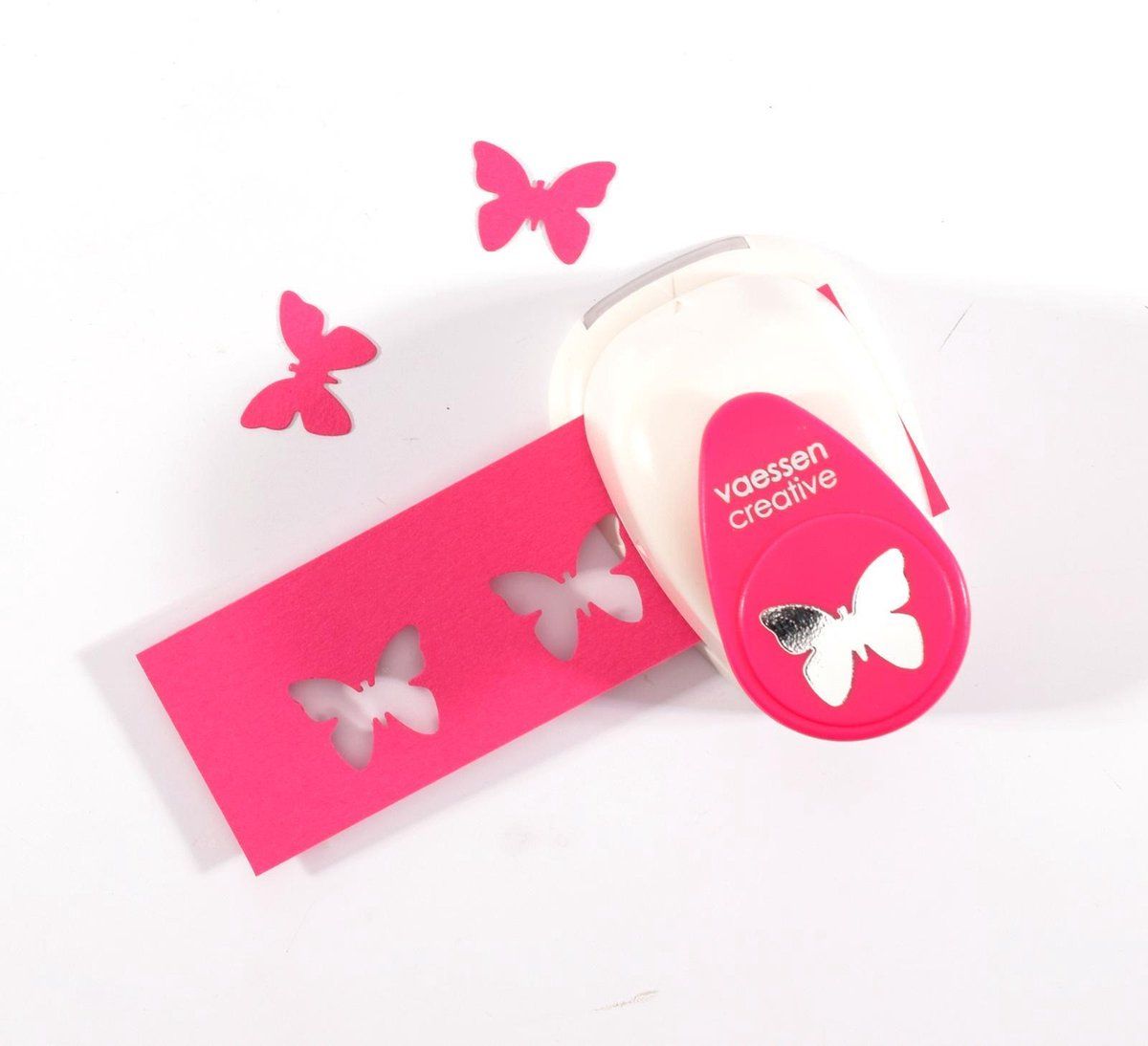 Vaessen Creative Pons - Figuurpons - vlinder 5 medium - wit