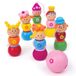 Skittles en bois - Mini jeu de quilles en bois - 6 quilles et 1 boule de bowling - Rose