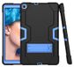 Samsung Tab A 8.0 (2019) P200/P205 hoes met kickstand, duurzame zware shockdoss hybride harde hybride drielaagse beschermkap tablet siliconen hoes (zwart+blauw