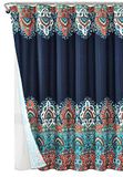 Lush Decor Bohemian Weide Douchegordijn met Peva Voering en Ringen, 14 Stuks Complete Set, 72" x 72", Oranje & Turkoois