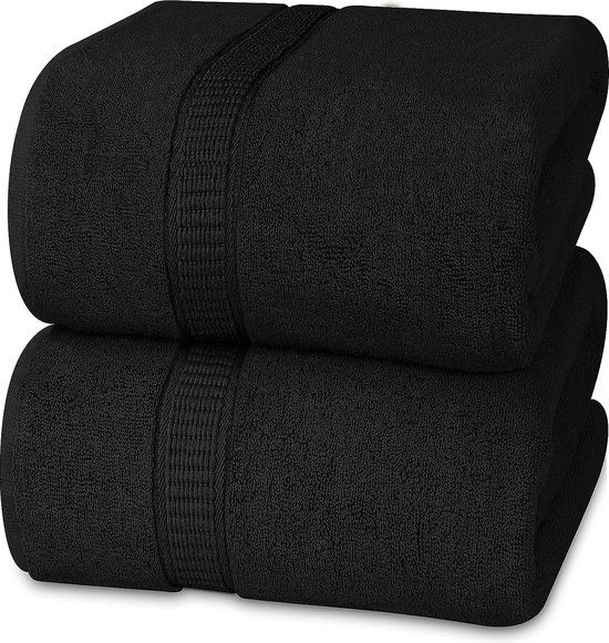 Utopia Towels - Premium Jumbo Badlaken (90 x 180 cm), 2 Pak 100% Ringgesponnen Katoen Zeer Absorberend en Snel Droog Extra Grote Badhanddoek - Superzachte hotelkwaliteit Handdoek (Zwart)