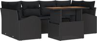 vidaXL Tuinbank Set Zwart Polyrattan