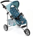 Bayer Chic 2000 - Poppenbuggy Lola, kinderwagen voor poppen tot ca. 50 cm grootte, jogger voor poppenjogger, poppenwagen, sterretjes turquoise