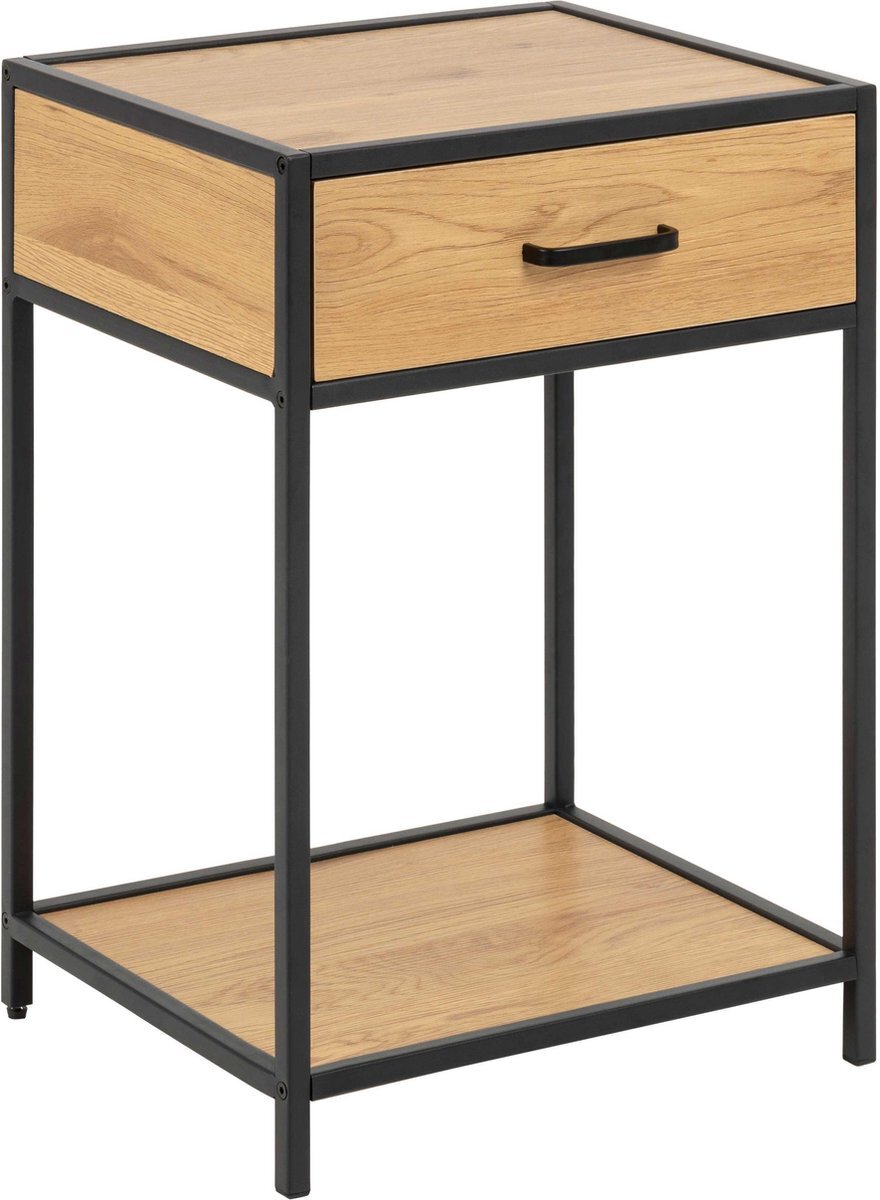AC Design Furniture Jörn nachtkastje, B: 42 x H: 63 x D: 35 cm, wilde eiken/zwart, hout, 1 stuk