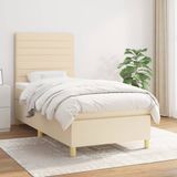 Maison Exclusive - Sommier À Lattes De Lit Avec Matelas Crème 90x200 Cm Tissu