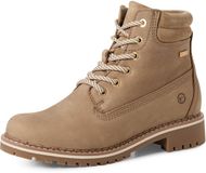 Tamaris Dames Enkellaarzen Beige Leer Textiel Wol Textiel Rubber Wol Textiel 38 EU