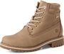 Tamaris Dames Enkellaarzen Beige Leer Textiel Wol Textiel Rubber Wol Textiel 38 EU