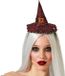 Atosa Halloween heksenhoed - mini hoedje op diadeem - zwart/donkerrood